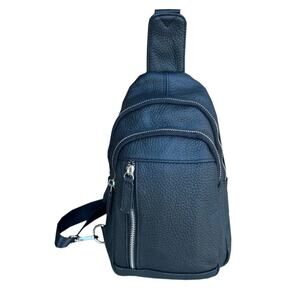 Cal-Wyn NWT Black Cowhide Leather Sling Bag with Adjustable Shoulder Strap